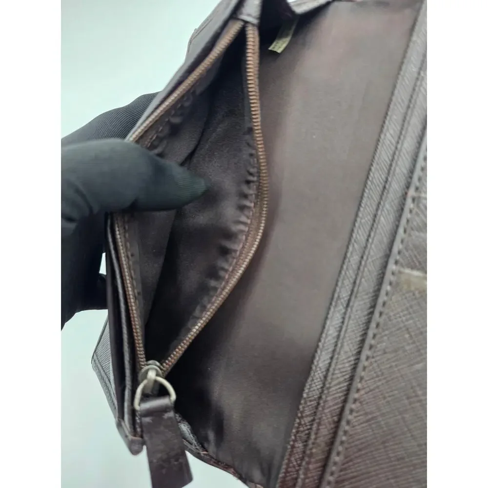Vintage Coach Brown Signature Leather Breast Pocket Long Wallet Zip Organizer